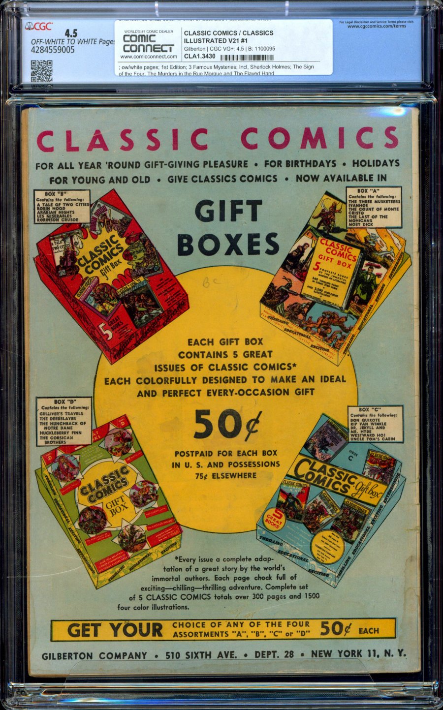 ComicConnect CLASSIC COMICS CLASSICS ILLUSTRATED 21 CGC VG 4 5