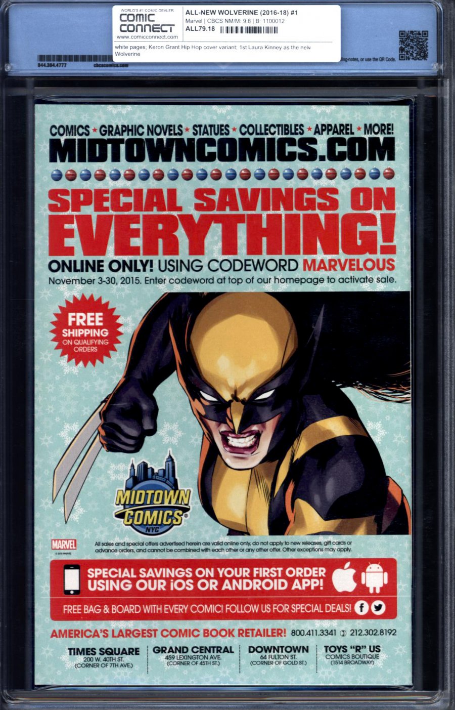 ComicConnect - ALL-NEW WOLVERINE (2016-18) #1 - CBCS NM/M: 9.8