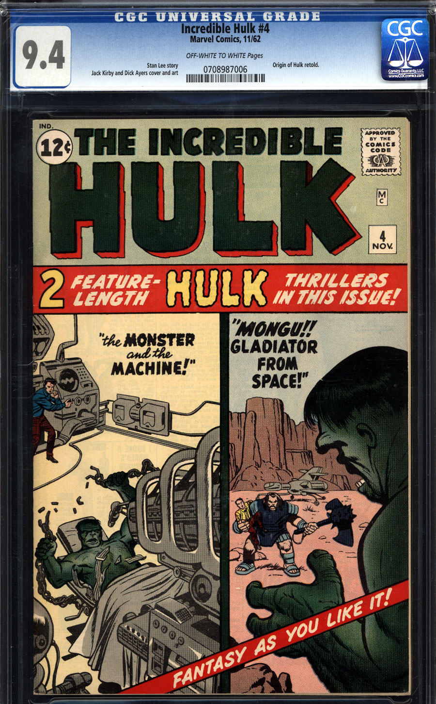 Comicconnect Incredible Hulk 1962 99 4 Cgc Nm 94