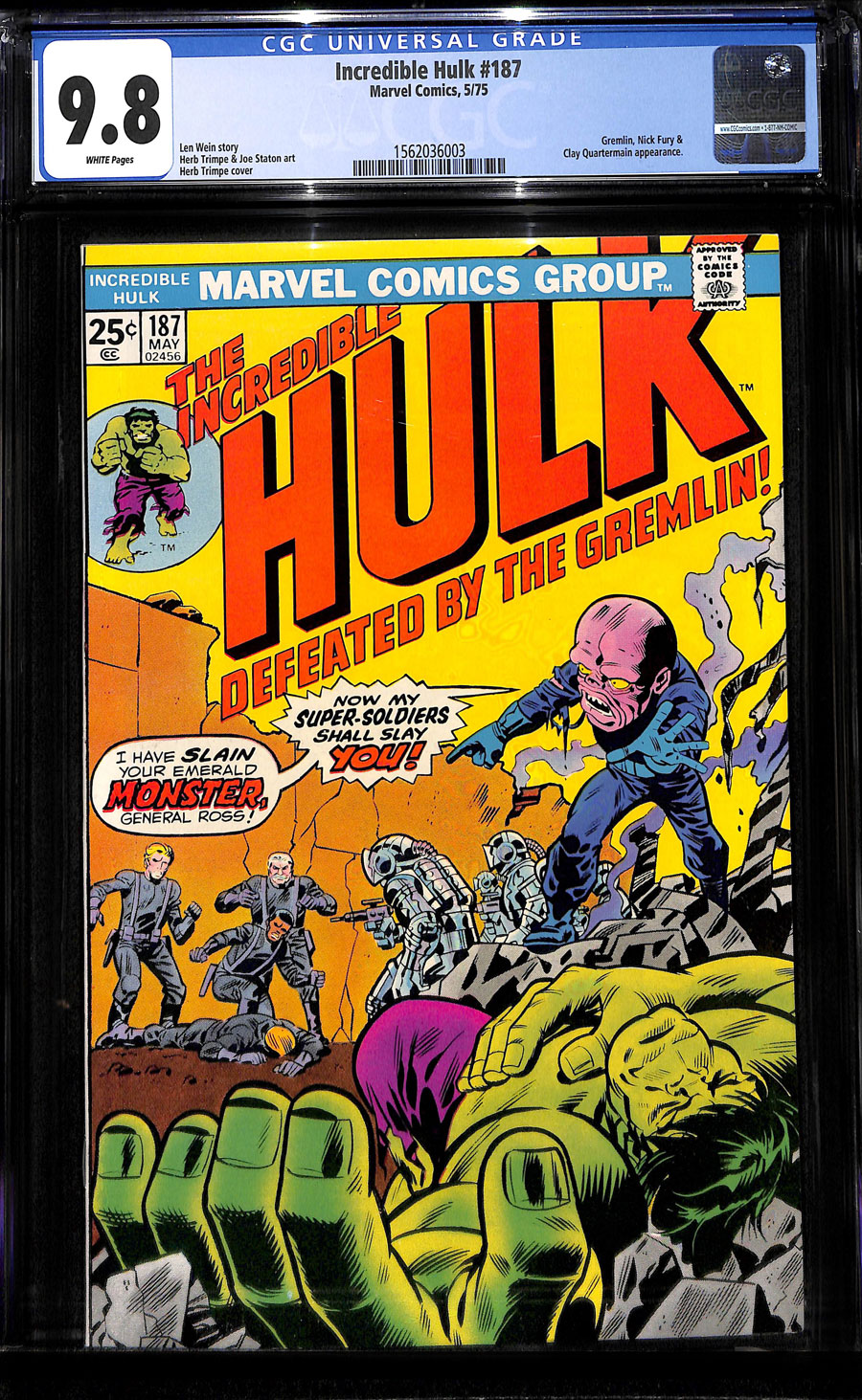 Comicconnect Incredible Hulk 1962 99 187 Cgc Nmm 98