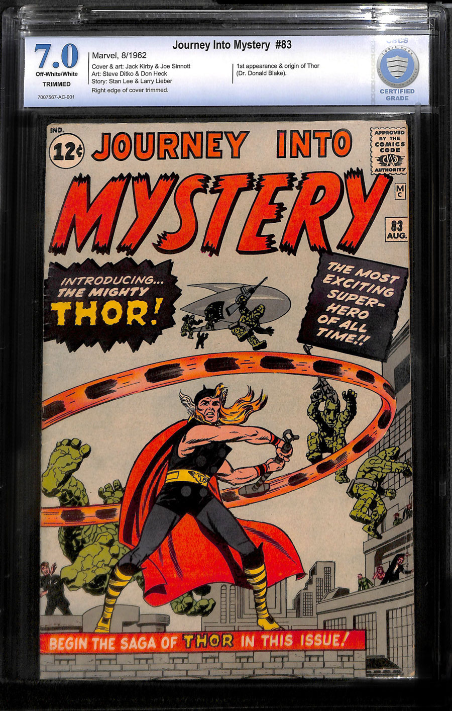 ComicConnect - JOURNEY INTO MYSTERY #83 - CGC F/VF: 7.0