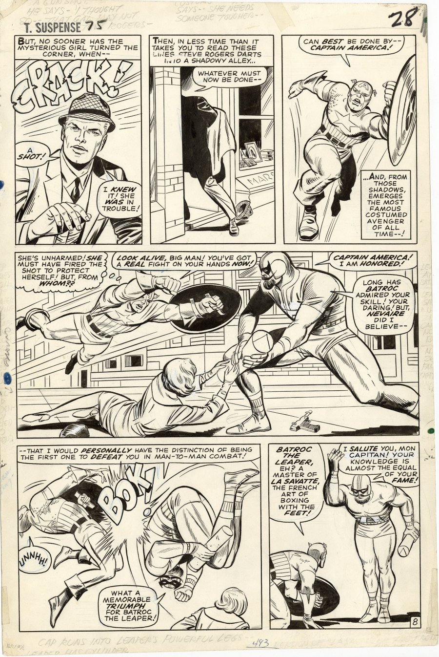 Jack Kirby Marvel buying Capt America Tales of Suspense #61 Pg #5 Production Art Proof